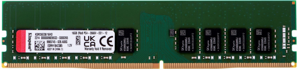 Kingston UDIMM ECC 16GB DDR4 2Rx8 Hynix D 2666MHz PC4-21300 KSM26ED8 16HD