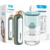 Wessper AquaClassic Crystalline 2,5 l sklenený džbán s filtrom + ActiveMax Crystalline sklenená fľaša so silikónovým obalom 1 l - mätová farba