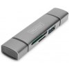 Digitus dvojitá čtečka karet OTG (USB-C + USB 3.0) 1x SD, 1x MicroSD, 1x USB 3.0, šedá DA-70886 Digitus dvojitá čtečka karet OTG (USB-C + USB 3.0) 1x SD, 1x MicroSD, 1x USB 3.0, šedá DA-70886
