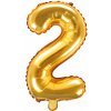 PartyDeco Fóliový balón Mini Číslo 2 zlatý 35cm PartyDeco Fóliový balón Mini Číslo 2 zlatý 35cm