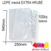 LDPE vrecká 65µm EXTRA HRUBÉ 100ks v balení Rozmer a hrúbka materiálu: 250 x 540 mm 65MY cena za 100ks balenie LDPE vrecká 65µm EXTRA HRUBÉ 100ks v balení Rozmer a hrúbka materiálu: 250 x 540 mm 65MY cena za 100ks balenie