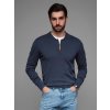 Ombre Men's sweater with viscose and spread neckline modrá