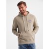 Ombre Men's kangaroo sweatshirt with hood and college style patch - sand hnedá L Ombre 5902228952787 Ombre Men's kangaroo sweatshirt with hood and college style patch - sand hnedá L Ombre 5902228952787