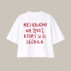 Dotyk Slov PREMIUM Oversized crop top (biela) - Nezabudni na život, ktorý si si sľúbila (Limitovaná edícia) Veľkosť cropy: XS Dotyk Slov PREMIUM Oversized crop top (biela) - Nezabudni na život, ktorý si si sľúbila (Limitovaná edícia) Veľkosť cropy: XS