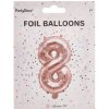 PartyDeco Fóliový balón Mini Číslo 8 ružovo zlatý PartyDeco Fóliový balón Mini Číslo 8 ružovo zlatý