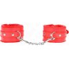Kink - Premium Fur Lined Wrist Restraints Red With Red Belt Adjustable 17-29 cm X 6 cm Kink - Premium Fur Lined Wrist Restraints Red With Red Belt Adjustable 17-29 cm X 6 cm