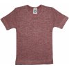 Detské tričko s krátkym rukávom z merino vlny bavlny a hodvábu bordovej Detské tričko s krátkym rukávom z merino vlny bavlny a hodvábu bordovej