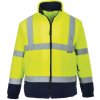 Portwest F301 HI VIS Fleecová reflexná mikina Fluorescenčno žltá Námornícka modrá
