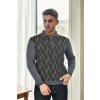 29477 Dewberry Zippered Polo Collar Mens Sweater-GREY šedá M dewberry 2465430647122 29477 Dewberry Zippered Polo Collar Mens Sweater-GREY šedá M dewberry 2465430647122