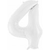 PartyDeco Fóliový balón číslo 4, 86 cm biely PartyDeco Fóliový balón číslo 4, 86 cm biely