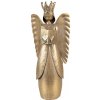 Clayre & Eef Zlatá antik kovová veľká dekorácia anjel so srdcom Christmas Angel 36*15*100 cm Clayre & Eef Zlatá antik kovová veľká dekorácia anjel so srdcom Christmas Angel 36*15*100 cm