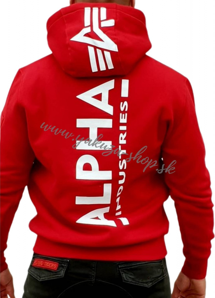 Alpha Industries Back Print Hoody pánska mikina speed red