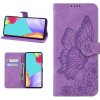 Peňaženkové kožené puzdro BUTTERFLIES na iPhone 13 Mini - Fialová Peňaženkové kožené puzdro BUTTERFLIES na iPhone 13 Mini - Fialová