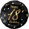 Fóliový balón Happy Birthday 18 čierno-zlatý 45cm Fóliový balón Happy Birthday 18 čierno-zlatý 45cm