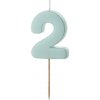 PartyDeco Narodeninová sviečka 2 svetlo modrá PartyDeco Narodeninová sviečka 2 svetlo modrá