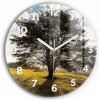 Moderné sklenené nástenné hodiny Strom na kopci biele ručičky priemer 60 cm Moderné sklenené nástenné hodiny Strom na kopci biele ručičky priemer 60 cm