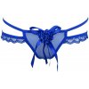 Modré dámske tanga nohavičky s kvietkom a mašličkou. S-L Modré dámske tanga nohavičky s kvietkom a mašličkou. S-L