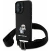 Karl Lagerfeld Saffiano Crossbody Popruh Metal Karl and Choupette Zadní Kryt pre iPhone 16 Karl Lagerfeld Saffiano Crossbody Popruh Metal Karl and Choupette Zadní Kryt pre iPhone 16