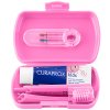 Curaprox Kids travel ružový zubná kefka 2 x medzizubná kefka CPS zubná pasta melón 6+ 10 ml nálepka darčeková sada Curaprox Kids travel ružový zubná kefka 2 x medzizubná kefka CPS zubná pasta melón 6+ 10 ml nálepka darčeková sada