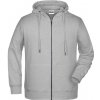 James & Nicholson (Daiber) pánska mikina na zips z biobavlny 8026 Šedý melír
