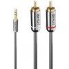 Kábel 3,5mm stereo/2xCinch M/M 3m, sivý, pozl. konektor, Slim, Cromo Line Kábel 3,5mm stereo/2xCinch M/M 3m, sivý, pozl. konektor, Slim, Cromo Line