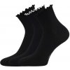 Lonka ponožky dámské SOPHIA s ozdobným lemem MIX 3 páry ČERNÉ