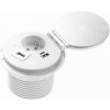 Nábytková zásuvka s vymeniteľným modulom 1x230V + 1xmodul (USB/HDMI/RJ45) biela (GTV) Nábytková zásuvka s vymeniteľným modulom 1x230V + 1xmodul (USB/HDMI/RJ45) biela (GTV)