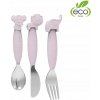Bo Jungle Silikónové príbory nerezová oceľ ružové 3 ks
