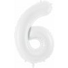PartyDeco Fóliový balón číslo 6, 86 cm biely PartyDeco Fóliový balón číslo 6, 86 cm biely