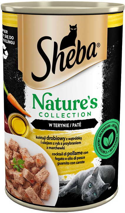 SHEBA Nature\'s Collection hydinový koktail s pečeňou a rybím tukom s mrkvovou prílohou v terine 400 g