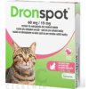 Dronspot 60 mg/15 mg spot-on (2 pipety) pre stredne veľké mačky (>2,5 - 5 kg) 2x0,7 ml Dronspot 60 mg/15 mg spot-on (2 pipety) pre stredne veľké mačky (>2,5 - 5 kg) 2x0,7 ml