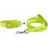 Obojok a vodítko plochý kožený set pre psa zelenej farby Obvod krku:: 30-39cm, šírka obojku: 20mm + vodítko priemer 18mm Obojok a vodítko plochý kožený set pre psa zelenej farby Obvod krku:: 30-39cm, šírka obojku: 20mm + vodítko priemer 18mm