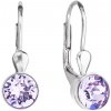 Strieborné náušnice visiace s kryštálmi fialové okrúhle 31112.3 violet Strieborné náušnice visiace s kryštálmi fialové okrúhle 31112.3 violet