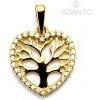 Adanito BRP0795G Zlatý prívesok strom života v srdiečku so zirkónmi