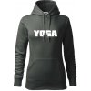 Yoga nápis - Mikina dámská Cape s kapucí - XS ( Tm. bridlica (šedozelená) ) Yoga nápis - Mikina dámská Cape s kapucí - XS ( Tm. bridlica (šedozelená) )