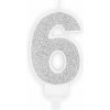 PartyDeco SVIEČKA č.6 strieborná PartyDeco SVIEČKA č.6 strieborná