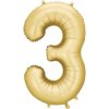 Party Deco Balón Číslo 3 Zlatý 86 cm