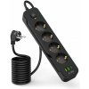 Predlžovací kábel Tech-Protect PCL4X3, 2 x USB-A + USB Type-C port + 4 AC zásuvky, 2m, čierny Predlžovací kábel Tech-Protect PCL4X3, 2 x USB-A + USB Type-C port + 4 AC zásuvky, 2m, čierny