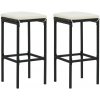 vidaXL Barové stoličky s vankúšmi 2 ks čierne polyratan vidaXL Barové stoličky s vankúšmi 2 ks čierne polyratan