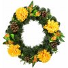BerryHome Veniec jesenný s chryzantémami, priemer 35 cm, žltý BerryHome Veniec jesenný s chryzantémami, priemer 35 cm, žltý