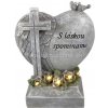 Solárny náhrobný kameň srdce kríž S láskou spomíname 4 led