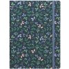 FILOFAX Notebook Garden Dusk, notes A5 s gumičkou, linajkový, 148x210mm, 56 listov, tmavomodrý s motívom listov