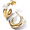 Pandora Pozlátené kruhové náušnice s pravou perlou Essence Shine 263261C01