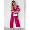 Fashionweek Dámsky sveter pruhovaný s výstrihom do V NB82307 Farba: fuchsia, Veľkosť: Universal Fashionweek Dámsky sveter pruhovaný s výstrihom do V NB82307 Farba: fuchsia, Veľkosť: Universal