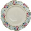 Biely porcelánový tanier so mentolovo-zlatým lemom a kvietkovaným vzorom Ø 28 x 2 cm Clayre & Eef 35628 Biely porcelánový tanier so mentolovo-zlatým lemom a kvietkovaným vzorom Ø 28 x 2 cm Clayre & Eef 35628