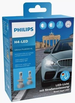 Philips LED H4 Ultinon Pro6000 HL 12 V 18W 2 ks / Autožiarovka LED / pätica P43t (8719018013651)