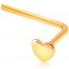 Šperky eshop - Zlatý zahnutý piercing do nosa 585 - malé ploché srdiečko GG207.02 Šperky eshop - Zlatý zahnutý piercing do nosa 585 - malé ploché srdiečko GG207.02