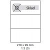 Print etikety 210x99mm biele, 3ks/A4, 100 A4/bal Print etikety 210x99mm biele, 3ks/A4, 100 A4/bal