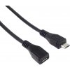 PremiumCord ku2me2f prodlužovací micro USB 2.0 M-F, 2m, černý