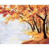ZUTY Maľovanie podľa čísel JESENNÝ ČERVENÝ LES Rámovanie bez rámu a bez vypnutia plátna Rozmer 80 x 100 cm